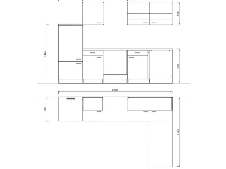 Sale Respekta Winkelküche KBL280WWCG 280 x 172 cm Weiß-Butcher Nussbaum