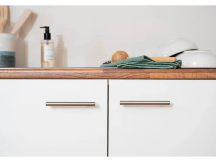 Sale Respekta Winkelküche KBL280WWCG 280 x 172 cm Weiß-Butcher Nussbaum