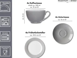 Ritzenhoff & Breker Geschirr<Doppio Kaffeeservice 12-teilig Indigo Blau Indigoblau