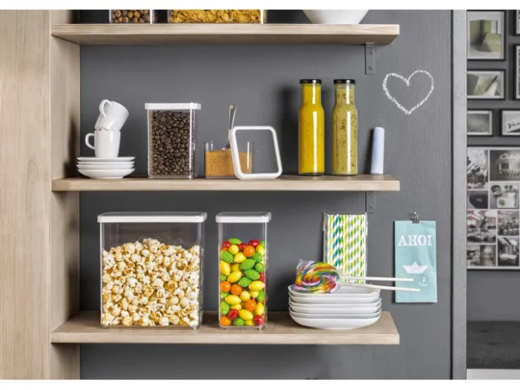 Rotho Vorratsdosen|Vorratsbehälter<Dose Loft Premium Quadratisch 1 l Weiß-Transparent