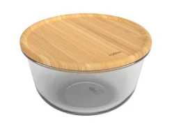 Outlet Rotho Kühlschrankdose Nala mit Bambusdeckel Glas Rund 1 l