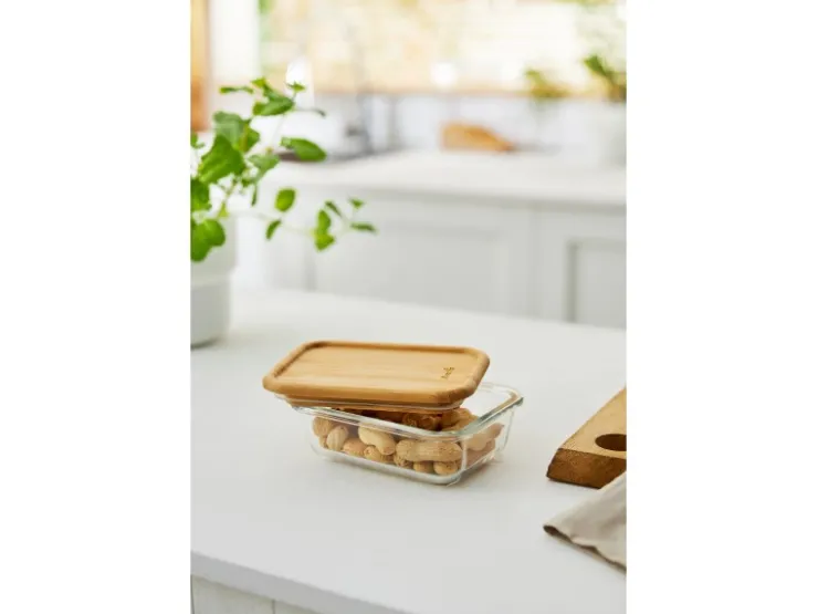 Best Rotho Kühlschrankdose Nala mit Bambusdeckel Glas 0,38 l