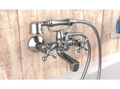 Best Badewannenarmatur Elk mit Garnitur Chrom Zweigriffarmatur