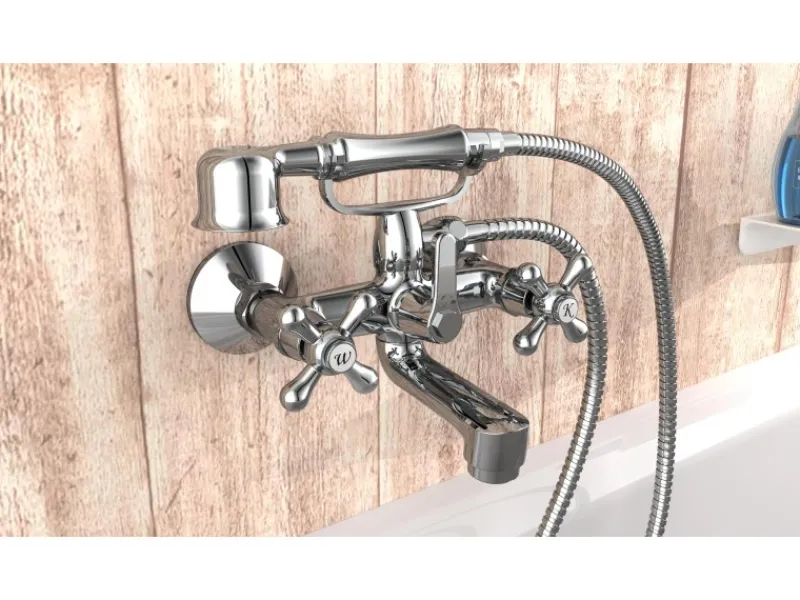 Best Badewannenarmatur Elk mit Garnitur Chrom Zweigriffarmatur