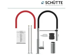 New Spültischarmatur mit Soft-Touch Schlauch Stilo Chrom-Schwarz Einhebelmischer