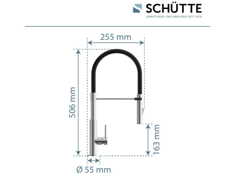 New Spültischarmatur mit Soft-Touch Schlauch Stilo Chrom-Schwarz Einhebelmischer