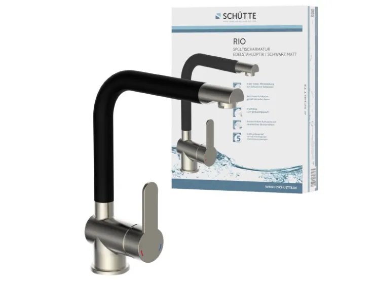 Online Schütte Spültischarmatur Rio Edelstahloptik Schwarz Matt