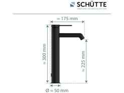 Schütte Einhebelmischer<Waschtischarmatur Los Angeles für Aufsatzwaschbecken Schwarz Matt