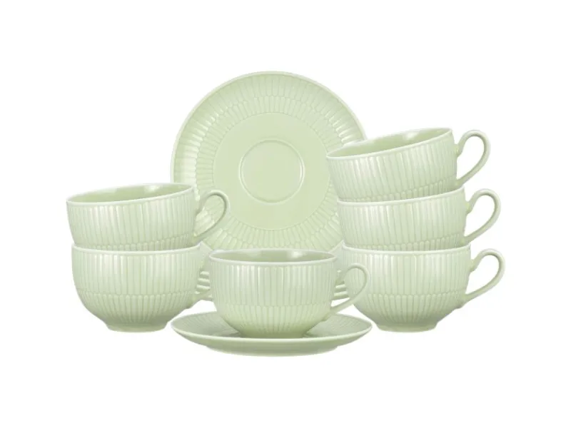 Sale Amina Milchkaffeetasse mit Untertasse 350 ml 6er Set Seladon Geschirr