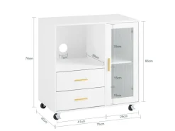SoBuy Küchenschränke<Aktenschrank mit 2 Schubladen Druckertisch Sideboard Küchenschrank Weiß ASK09-W