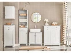 Best SoBuy Badezimmerschrank Hängeschrank Wandschrank Weiß BZR19-W