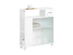 SoBuy Küchenregale<Badezimmerschrank Nischenregal mit Rollen Küchenregal Weiß BZR117-W