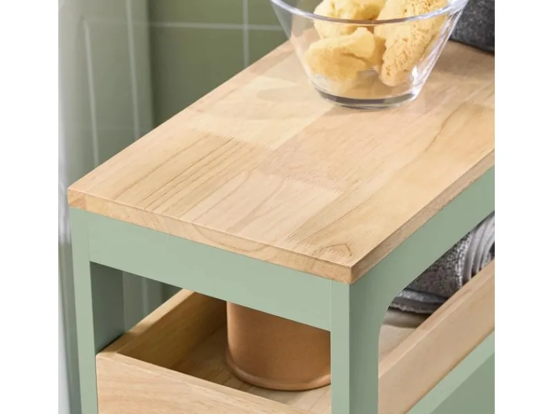 Hot Badezimmerschrank Rollwagen mit 3 Schubladen Nischenschrank 24x82x65cm Grün BZR54-GR Küchenregale