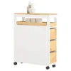 SoBuy Küchenregale|Küchenschränke<Badezimmerschrank Rollwagen mit 3 Schubladen Nischenschrank 24x82x65cm Weiß-Natur BZR54-WN
