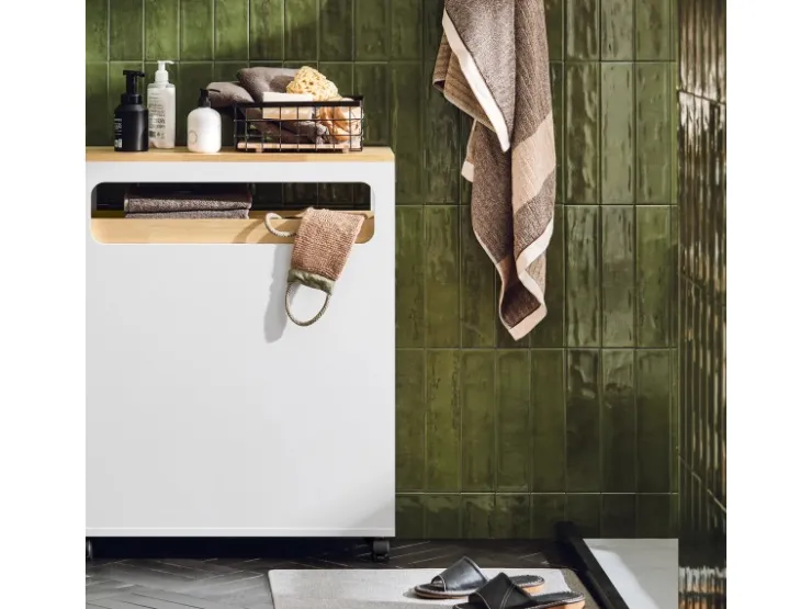 SoBuy Küchenregale|Küchenschränke<Badezimmerschrank Rollwagen mit 3 Schubladen Nischenschrank 24x82x65cm Weiß-Natur BZR54-WN