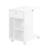 SoBuy Servierwagen<Couchtisch mit Tablet Schiene Beistelltisch mit Rollen Weiß FBT148-W