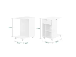 SoBuy Servierwagen<Couchtisch mit Tablet Schiene Beistelltisch mit Rollen Weiß FBT148-W