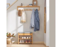 Best Flurgarderobe Wandgarderobe Handtuchhalter aus Bambus FHK06-N Küchen-Ordnungssysteme