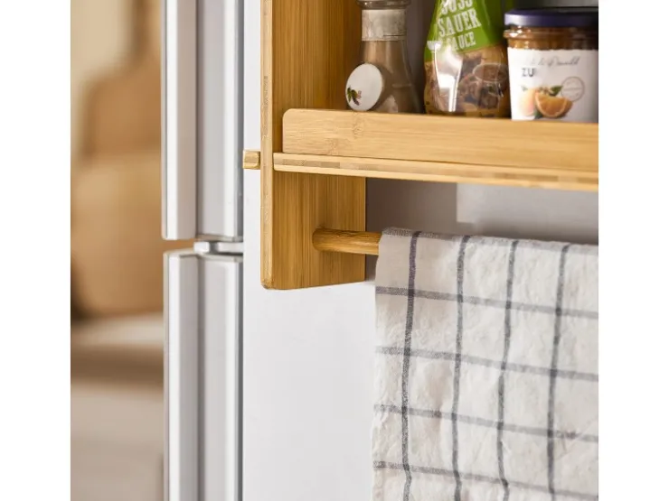 SoBuy Küchenregale|Kühlschränke<Hängeregal für Kühlschrank Gewürzregal mit 3 Verstellbaren Ablagen KCR03-N Natur