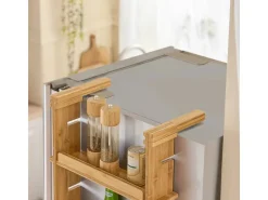 SoBuy Küchenregale|Kühlschränke<Hängeregal für Kühlschrank Gewürzregal mit 3 Verstellbaren Ablagen KCR03-N Natur
