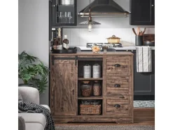 Online Kücheninsel Freistehend Küchenschrank Sideboard Vintagebraun KNL08-N Kücheninseln