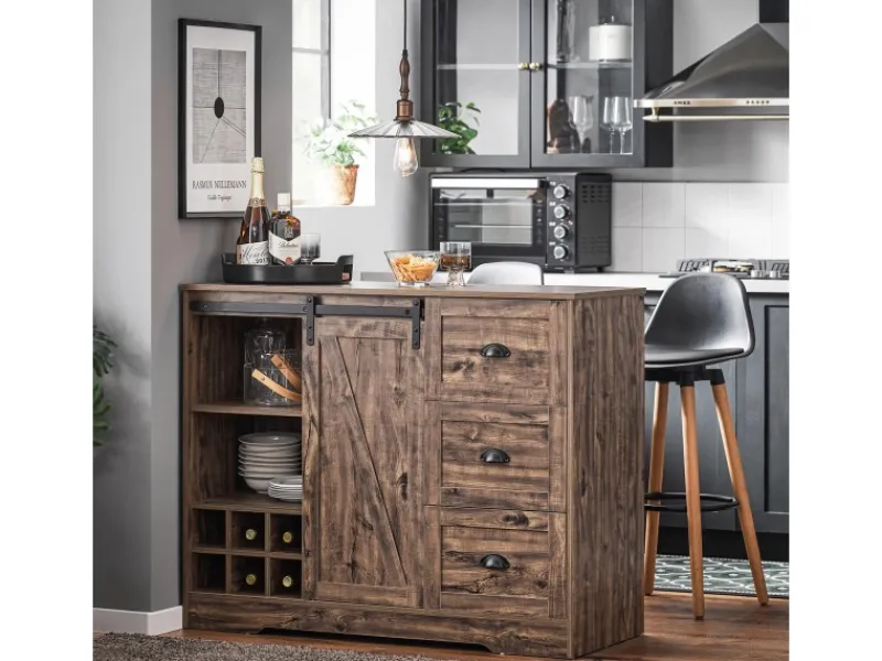 Online Kücheninsel Freistehend Küchenschrank Sideboard Vintagebraun KNL08-N Kücheninseln