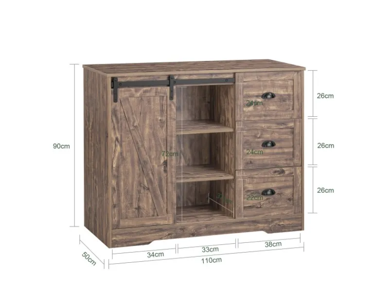 Online Kücheninsel Freistehend Küchenschrank Sideboard Vintagebraun KNL08-N Kücheninseln