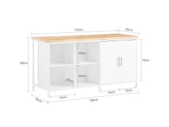 Hot SoBuy Kücheninsel Freistehend Küchenschrank Sideboard Weiß-Natur KNL09-WN