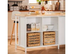 Hot SoBuy Kücheninsel Freistehend Küchenschrank Sideboard Weiß-Natur KNL09-WN