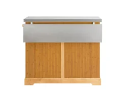 Online SoBuy Kücheninsel Küchenwagen mit Ausziehbarer Arbeitsplatte Bambus 107x92,5x71cm Natur FKW130-N