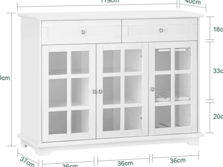 Best SoBuy Küchenschrank Kücheninsel Kommode Sideboard Buffet Weiß FSB77-W