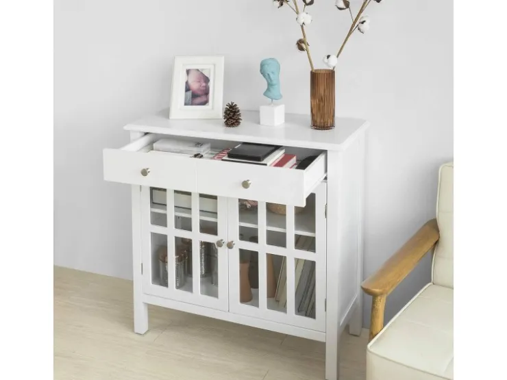 Hot SoBuy Küchenschrank Kommode Sideboard Flurschrank Wohnzimmerschrank FSB23-W