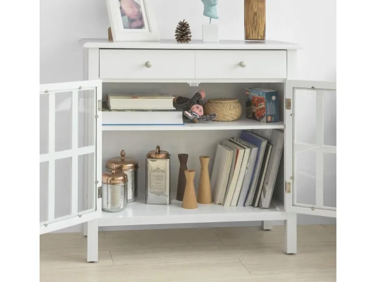 Hot SoBuy Küchenschrank Kommode Sideboard Flurschrank Wohnzimmerschrank FSB23-W