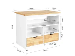 Küchenwagen Kücheninsel Rollwagen Sideboard Servierwagen FKW107-WN Kücheninseln|Servierwagen