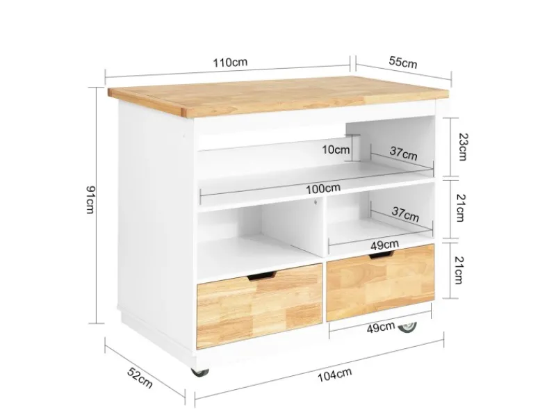 Küchenwagen Kücheninsel Rollwagen Sideboard Servierwagen FKW107-WN Kücheninseln|Servierwagen