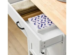 Best Küchenwagen mit Arbeitsplatte Küchenschrank Küchentrolley Weiß FKW103-WN Servierwagen|Schneidebretter