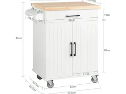 Outlet SoBuy Küchenwagen mit Arbeitsplatte Servierwagen Rollwagen Kücheninsel FKW119-WN