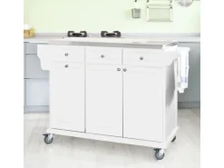 Hot SoBuy Küchenwagen mit Edelstahltop Küchenschrank Rollwagen Weiß FKW33-W