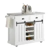Outlet Küchenwagen mit Flaschenablage Küchenschrank Servierwagen Weiß FKW94-W Küchenschränke