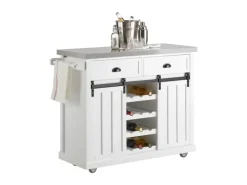 Outlet Küchenwagen mit Flaschenablage Küchenschrank Servierwagen Weiß FKW94-W Küchenschränke