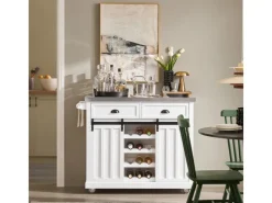 Outlet Küchenwagen mit Flaschenablage Küchenschrank Servierwagen Weiß FKW94-W Küchenschränke