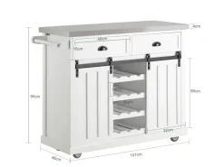 Outlet Küchenwagen mit Flaschenablage Küchenschrank Servierwagen Weiß FKW94-W Küchenschränke