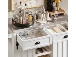 Outlet Küchenwagen mit Flaschenablage Küchenschrank Servierwagen Weiß FKW94-W Küchenschränke