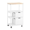 Discount Küchenwagen mit 2 Schubladen 3 Ablagen Servierwagen 53x89x37cm FKW111-WN Servierwagen