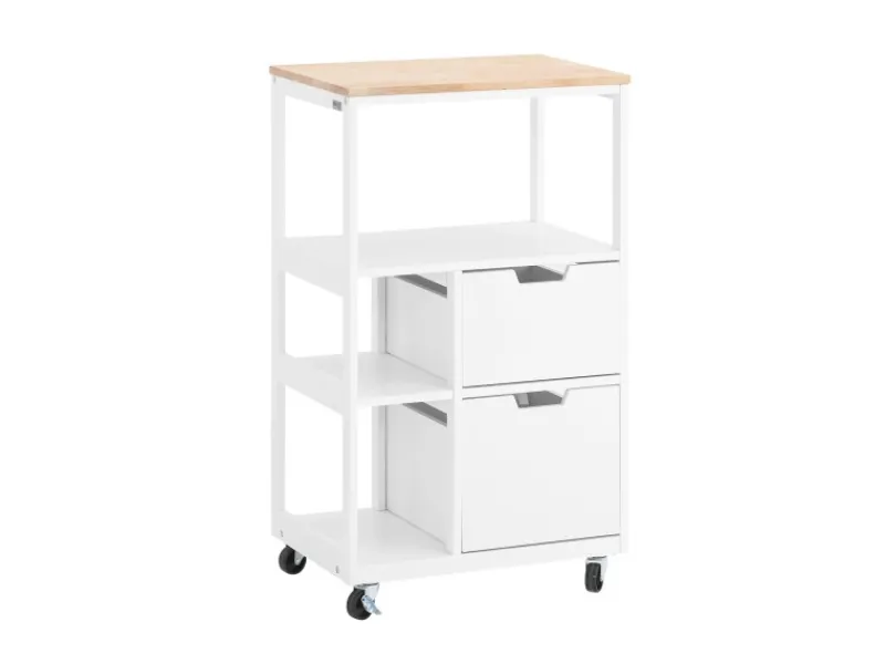 Discount Küchenwagen mit 2 Schubladen 3 Ablagen Servierwagen 53x89x37cm FKW111-WN Servierwagen