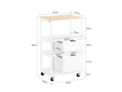 Discount Küchenwagen mit 2 Schubladen 3 Ablagen Servierwagen 53x89x37cm FKW111-WN Servierwagen