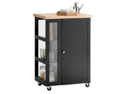 Hot SoBuy Küchenwagen Servierwagen mit 3 Ablagefächern Küchenregal 60x90x40cm Schwarz FKW75-SCH