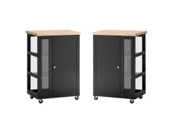 Hot SoBuy Küchenwagen Servierwagen mit 3 Ablagefächern Küchenregal 60x90x40cm Schwarz FKW75-SCH