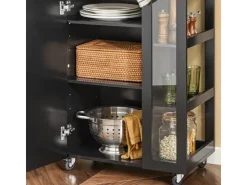 Hot SoBuy Küchenwagen Servierwagen mit 3 Ablagefächern Küchenregal 60x90x40cm Schwarz FKW75-SCH