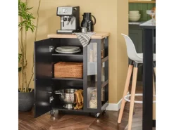 Hot SoBuy Küchenwagen Servierwagen mit 3 Ablagefächern Küchenregal 60x90x40cm Schwarz FKW75-SCH